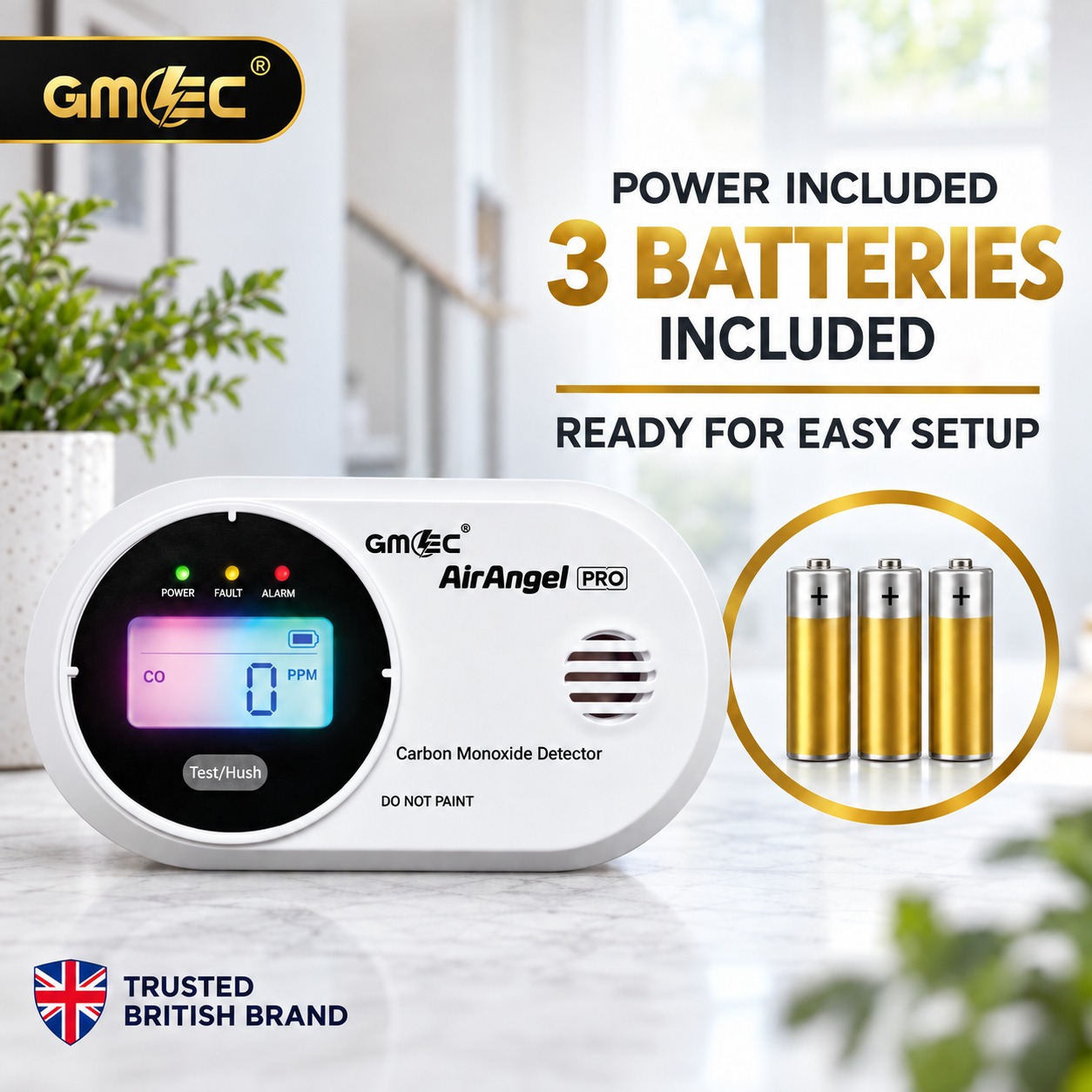 Carbon Monoxide Alarm with Colour Digital LCD Display – 10 Year Sensor Life, Battery Powered CO Detector thumbnail 5