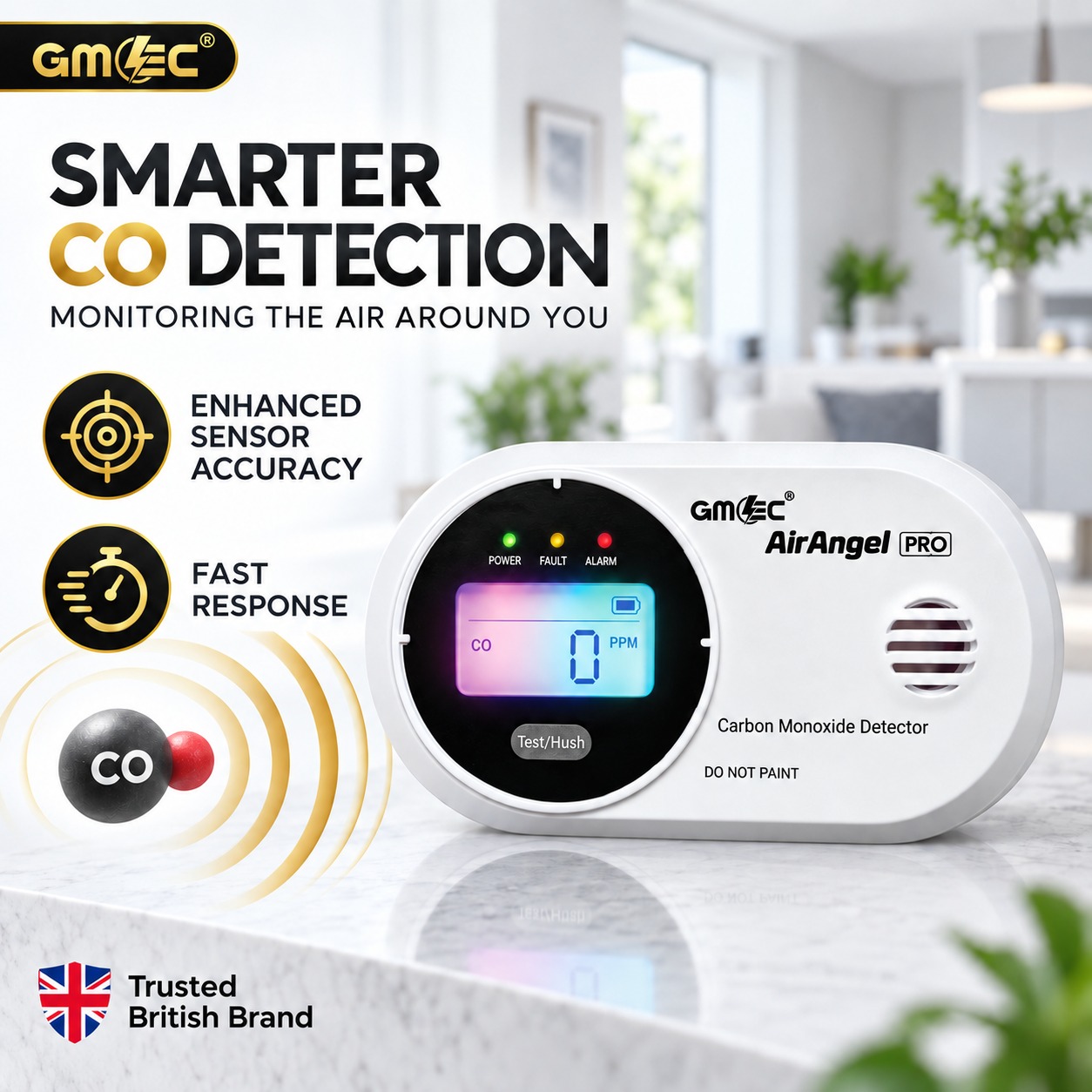 Carbon Monoxide Alarm with Colour Digital LCD Display – 10 Year Sensor Life, Battery Powered CO Detector thumbnail 7