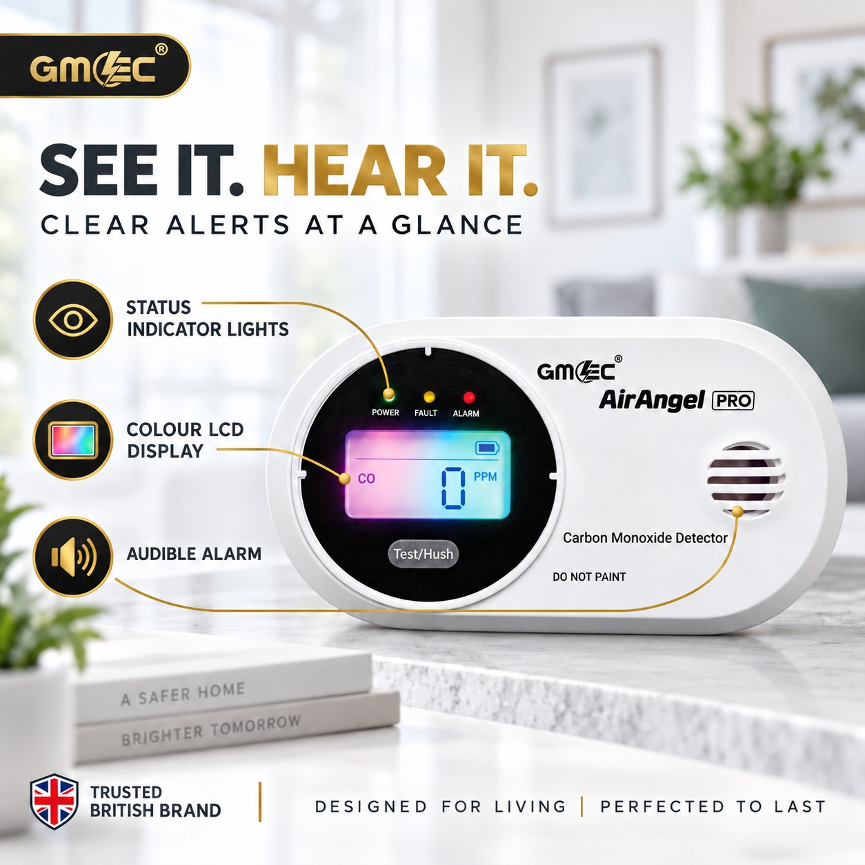Carbon Monoxide Alarm with Colour Digital LCD Display – 10 Year Sensor Life, Battery Powered CO Detector thumbnail 13