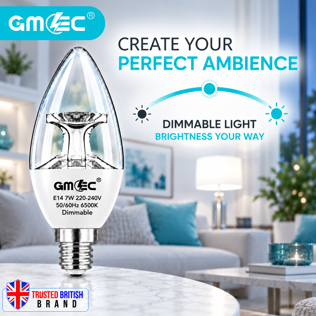 7W E14 C37 LED Reflector Candle Bulb – Clear Glass Dimmable Cool White 6500K, 460 Lumens thumbnail 7