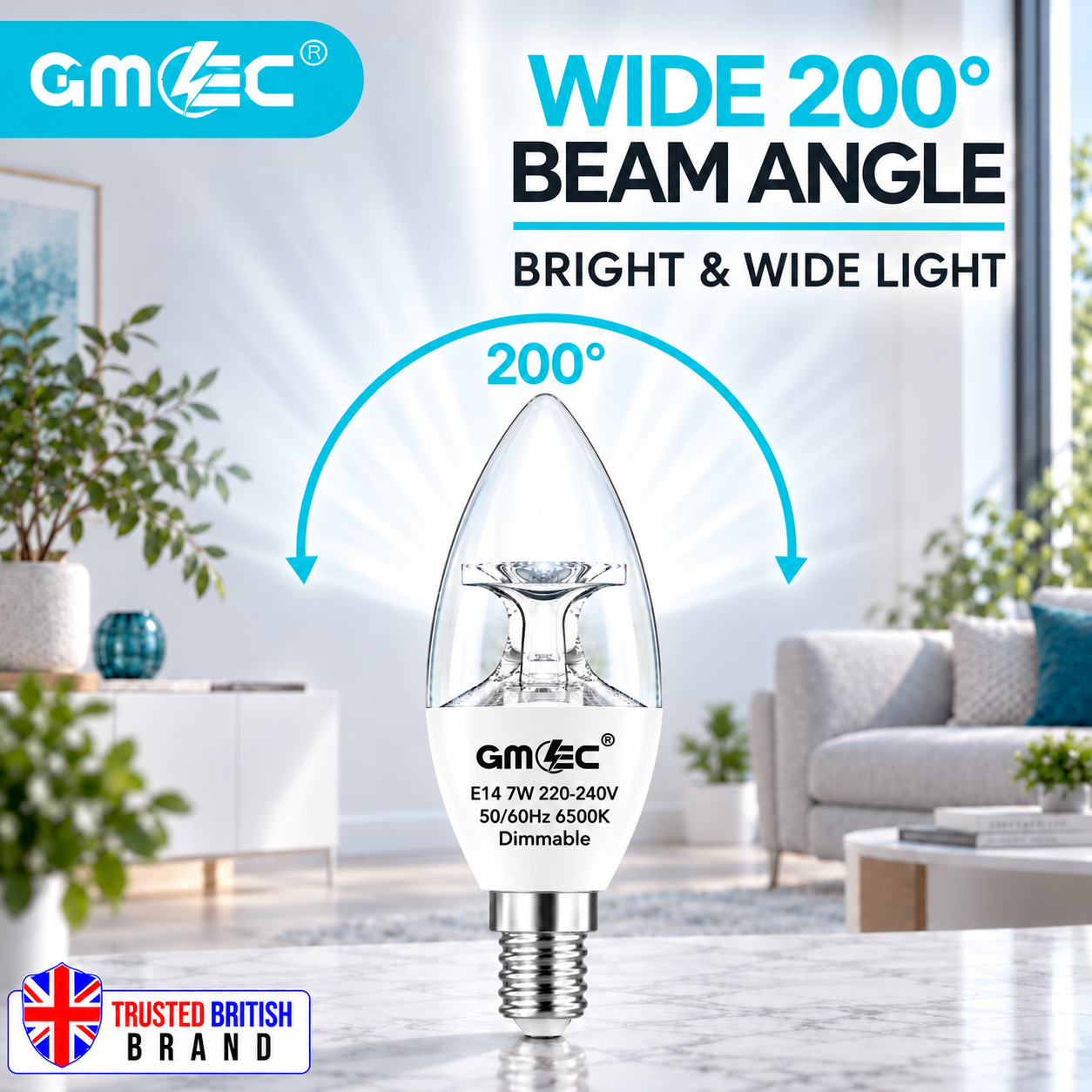 7W E14 C37 LED Reflector Candle Bulb – Clear Glass Dimmable Cool White 6500K, 460 Lumens thumbnail 10