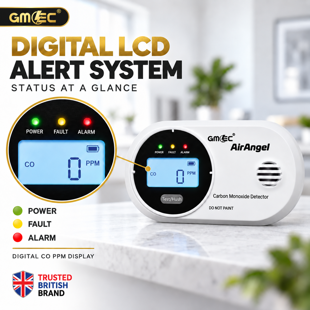 Carbon Monoxide Alarm with Digital LCD Display – 10 Year Sensor Life, Battery Powered CO Detector thumbnail 2