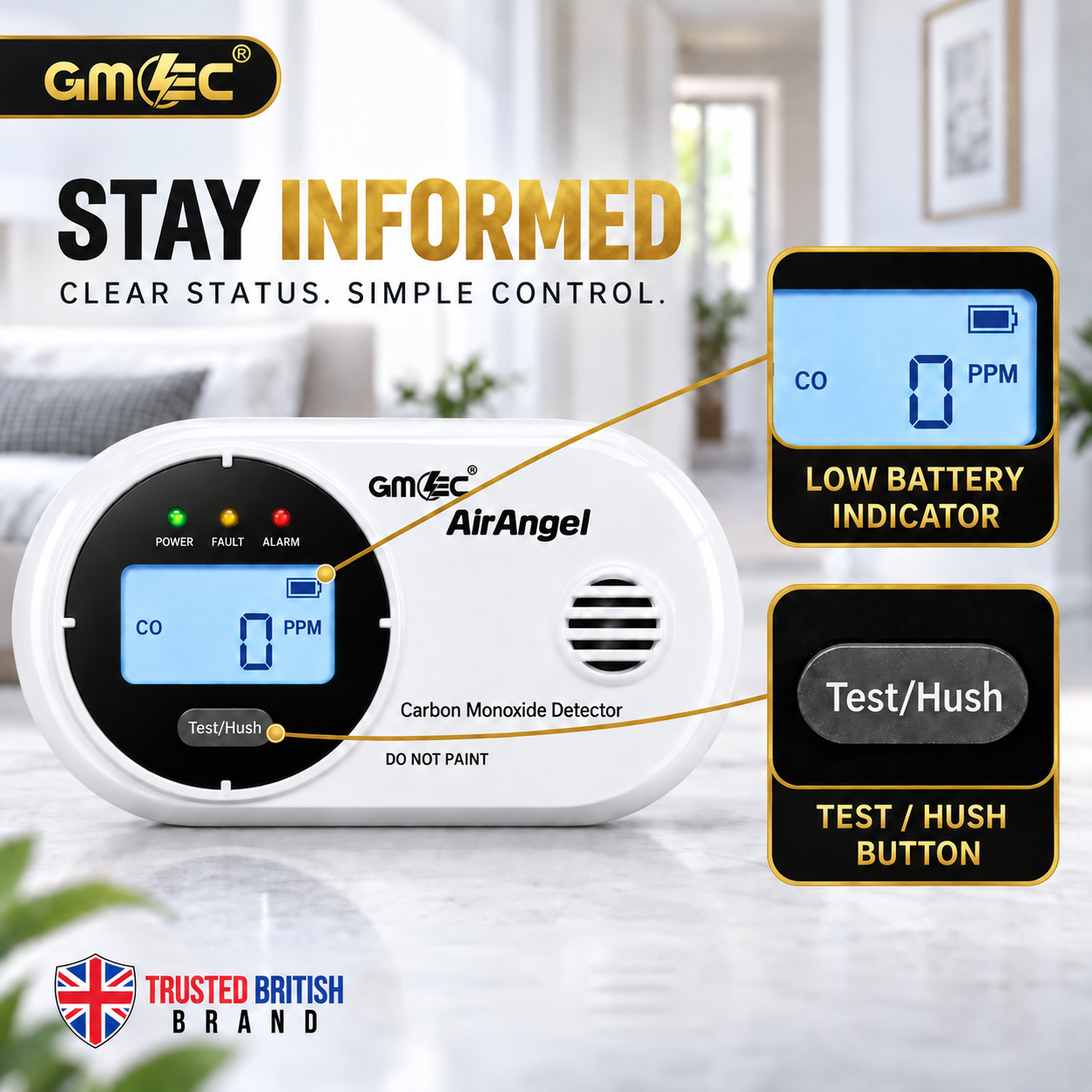 Carbon Monoxide Alarm with Digital LCD Display – 10 Year Sensor Life, Battery Powered CO Detector thumbnail 6