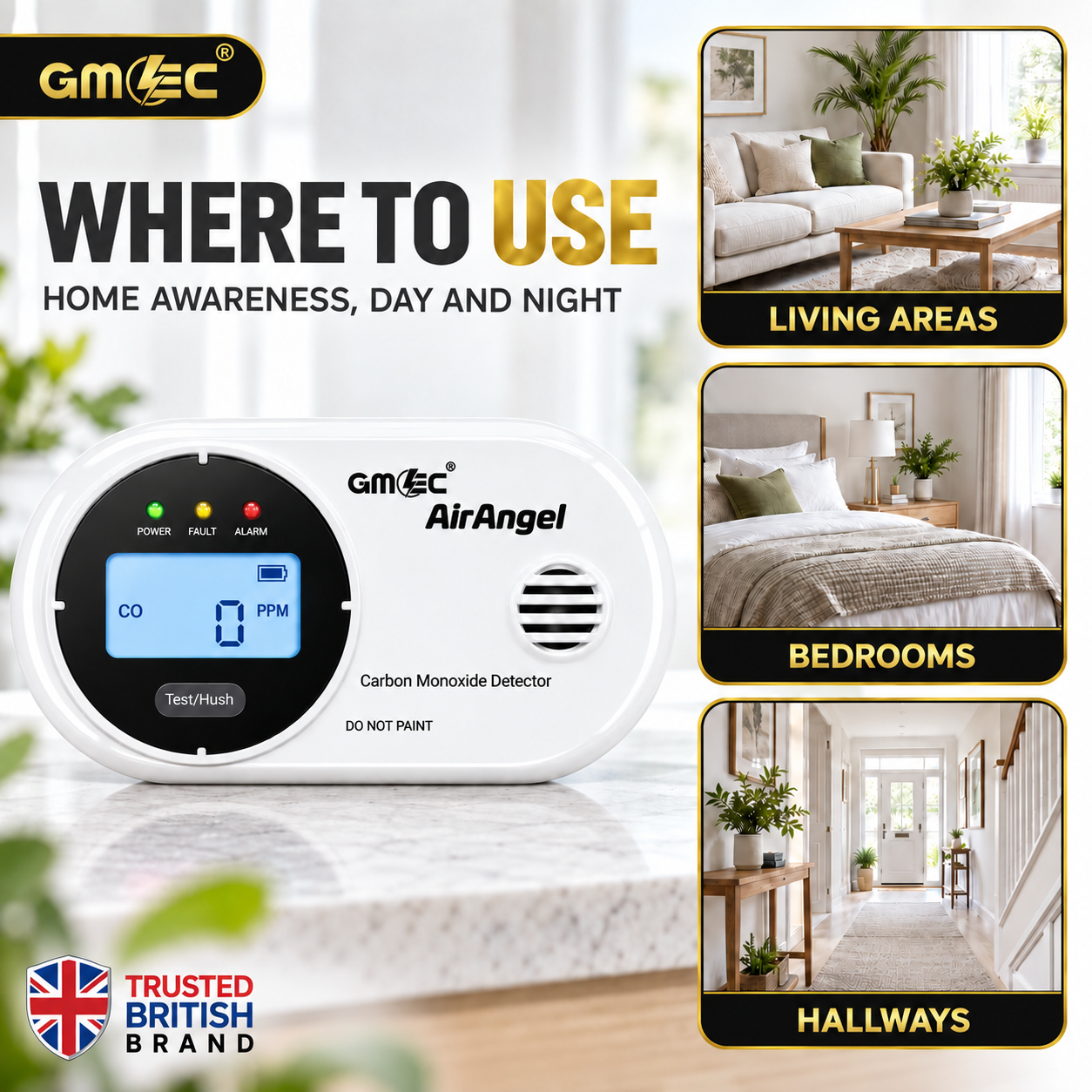 Carbon Monoxide Alarm with Digital LCD Display – 10 Year Sensor Life, Battery Powered CO Detector thumbnail 7