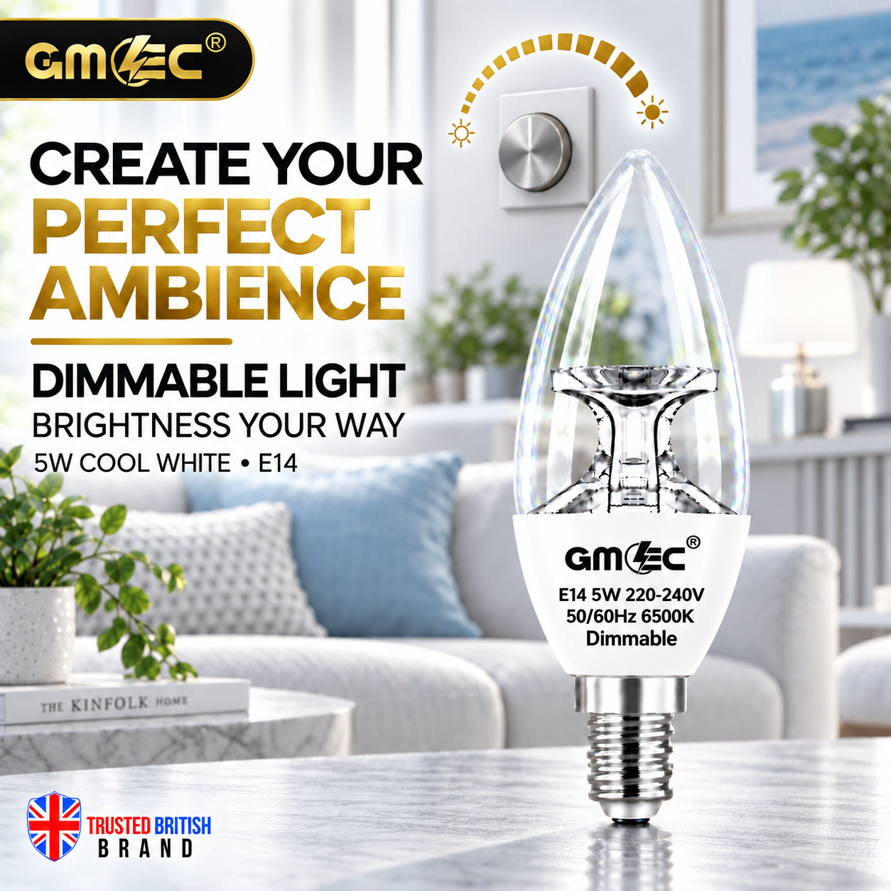 5W E14 C37 LED Reflector Candle Bulb – Clear Glass Dimmable Cool White 6500K, 420 Lumens thumbnail 8