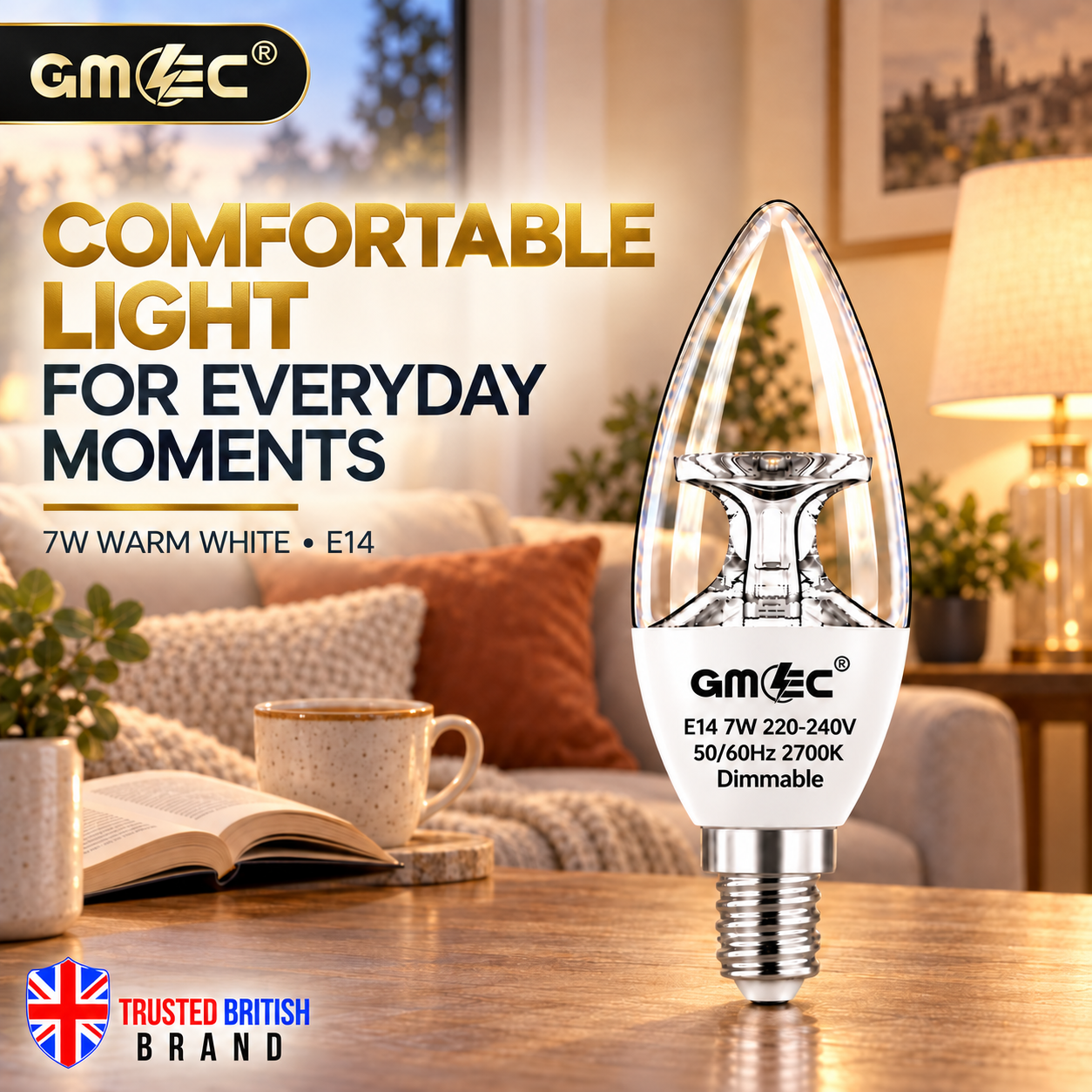 7W E14 C37 LED Reflector Candle Bulb – Clear Glass Dimmable Warm White 2700K, 460 Lumens thumbnail 8