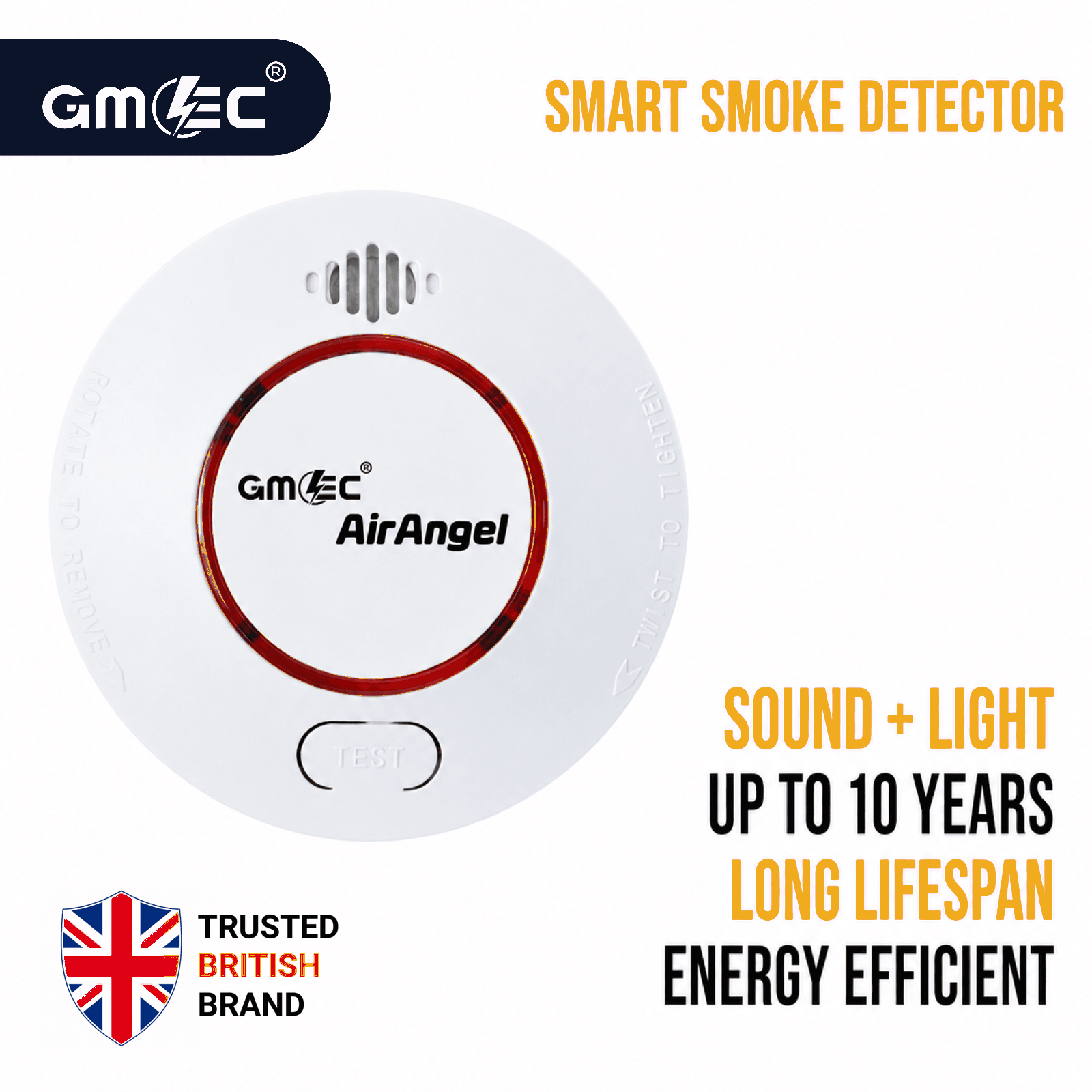 Smart Smoke Detector with 10-Year Battery Light + Sound