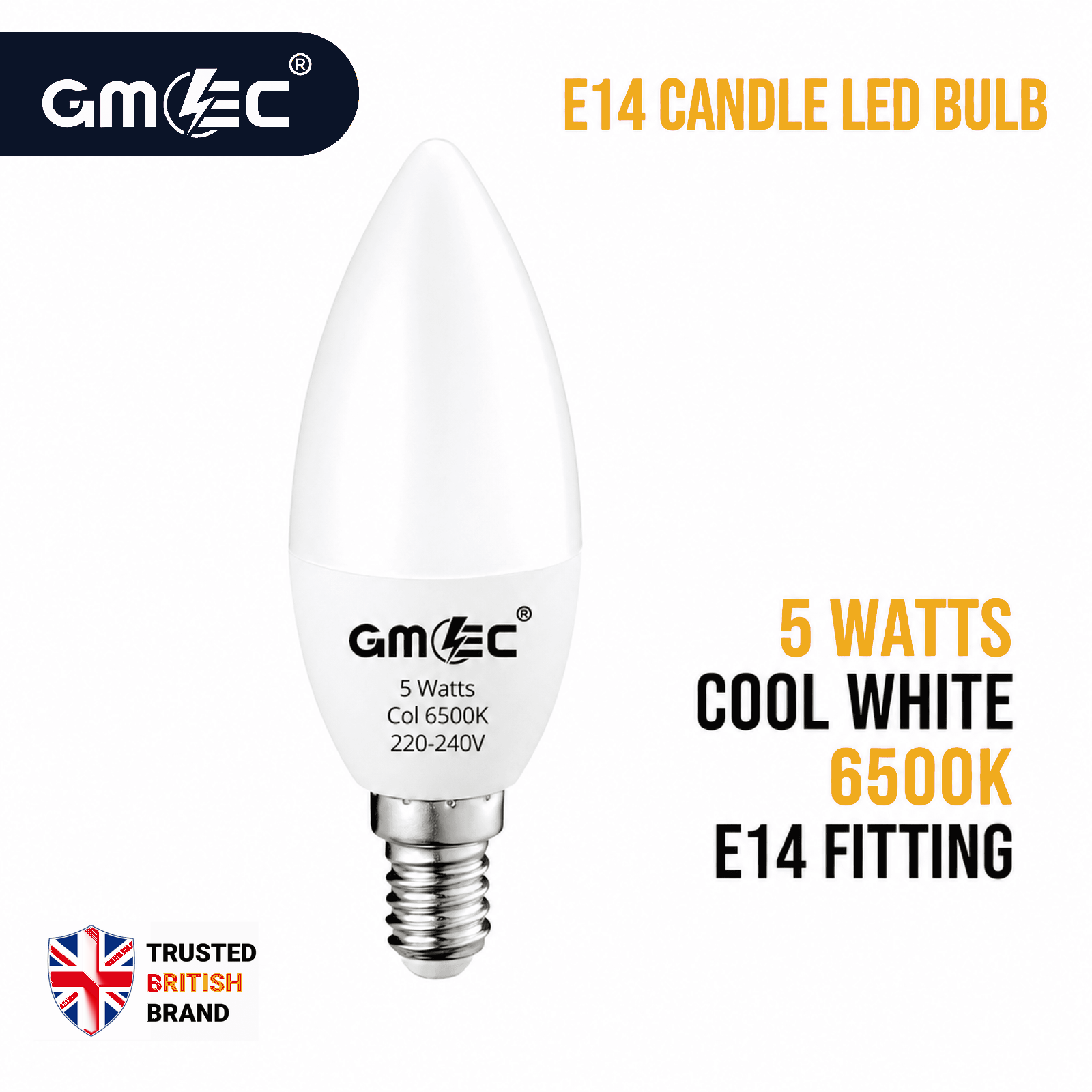 E14 5W LED Candle Bulb Cool White 6500K 550 Lumens
