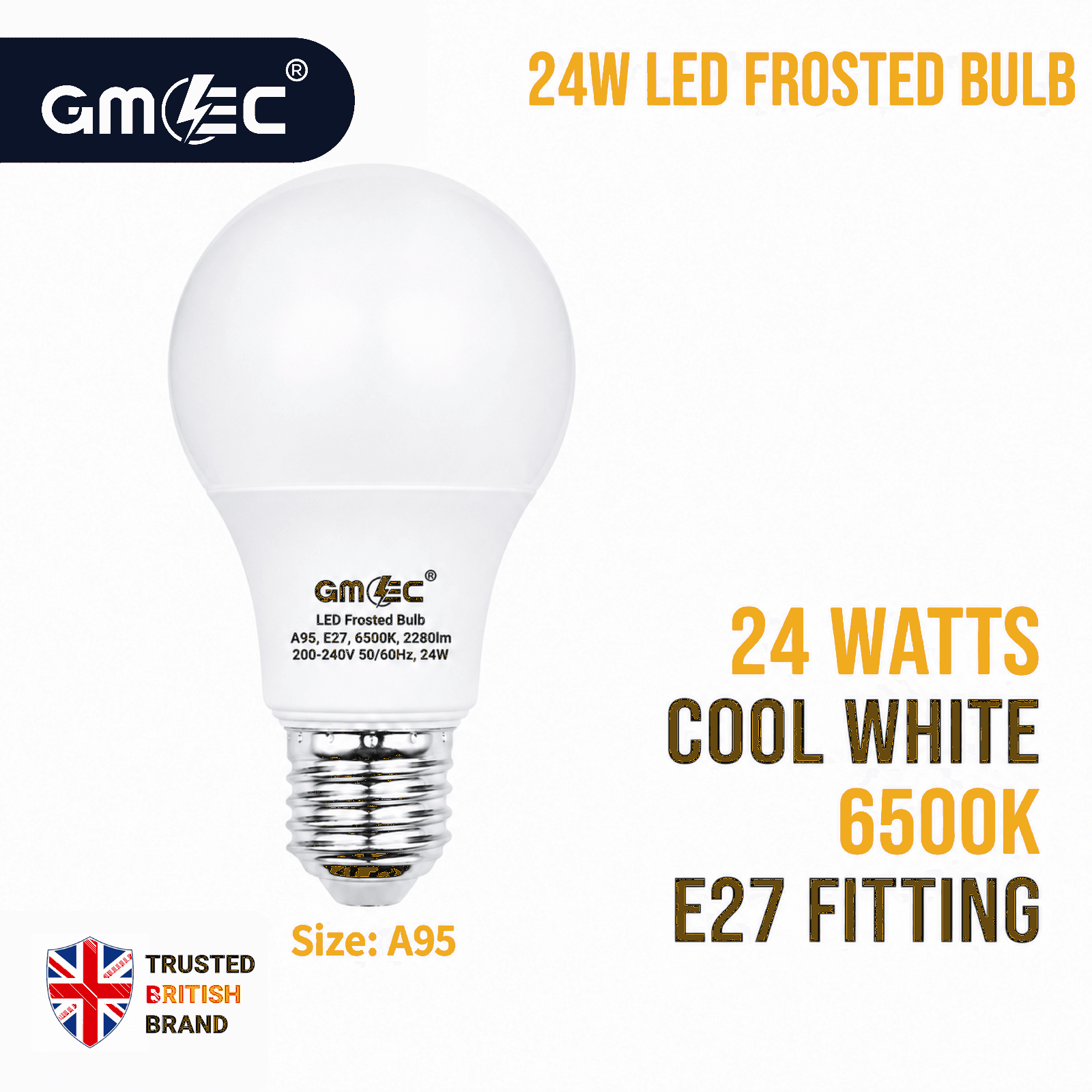 24W E27 LED Frosted Bulb Cool White 6500K A95