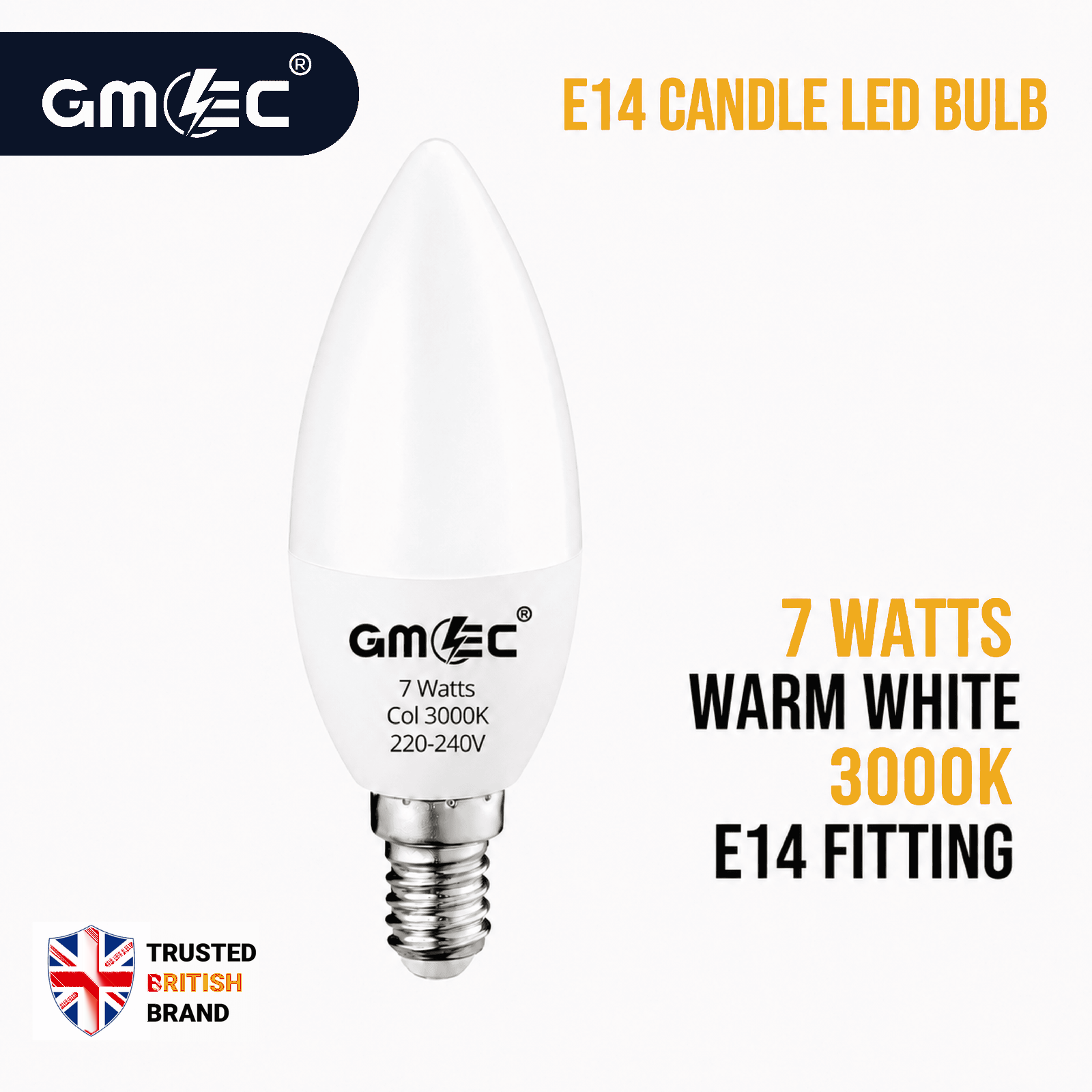 E14 7W LED Candle Bulb Warm White 3000K 750 Lumens