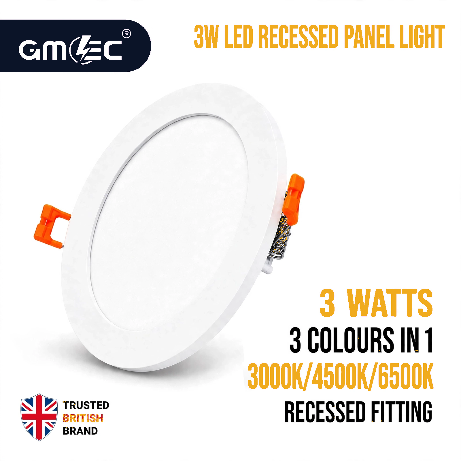 3W LED Recessed Panel Light 3 Colour CCT