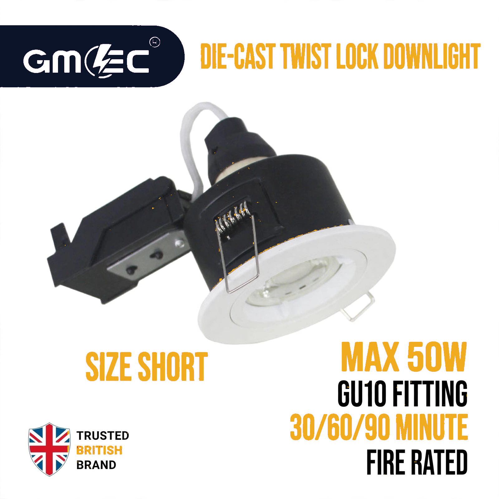 GU10 Fire Rated Downlight Compact Die-Cast Twist & Lock GM-DTS004 - White